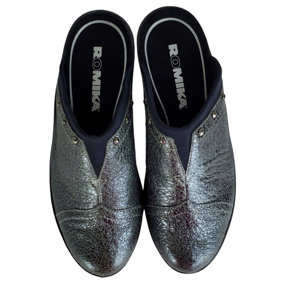 New Romika mokassetta 271 silver studs dots slide on mules - Picture 9 of 13